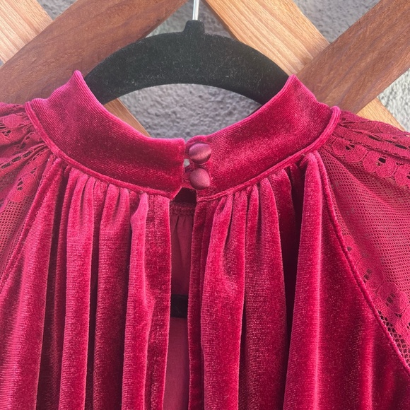 Free People Lace Velvet Boho Top - Picture 7 of 12